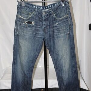 Guess Rebel Straight Leg Distressed Denim. Sz. 36x34
